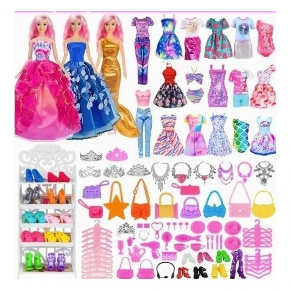 105 Piece Set Fashion Doll‎ Clothing Barbie Outfits Wardrobe Closet Accessories